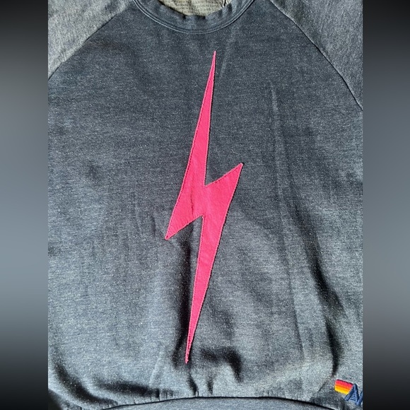 Aviator Nation Bolt Chevron Stripe Sweatshirt Dark Blue Gray Size Small - Picture 3 of 9